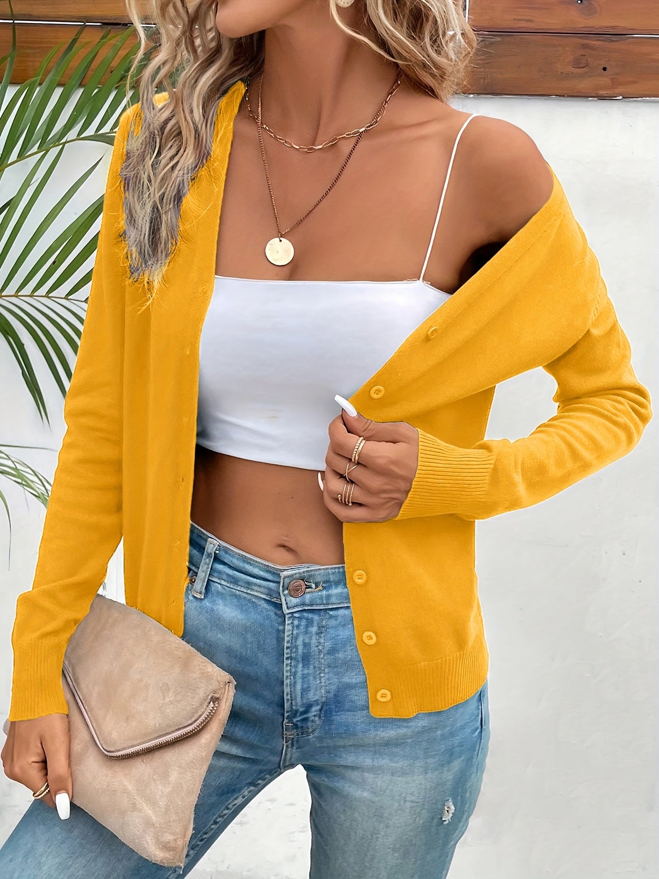 Elegant Women'S Solid Color Jacket, a Minimalist High-End Cardigan, Versatile Outerwear for Spring And Autumn