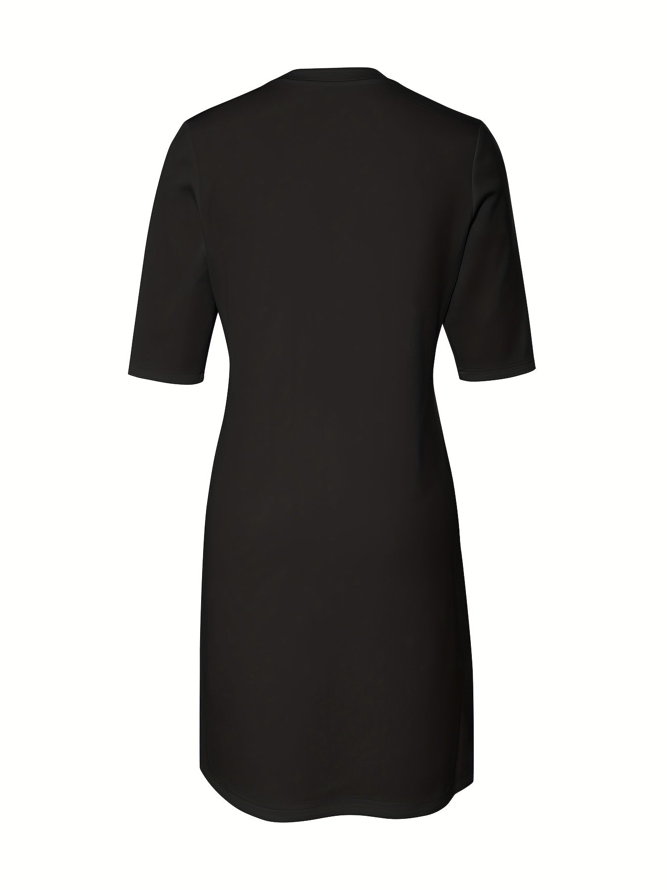 A-Line Dress Short Sleeve Round Neck Loose Fit Dress - Machine Washable Solid Color Casual Wedding Guest Dress for Spring Fall Outfits, Versatile Day to Evening Wear with Comfortable Loose Fit