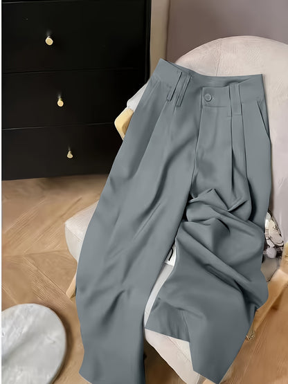 Women's High-Waisted Wide-Leg Pants with Pockets