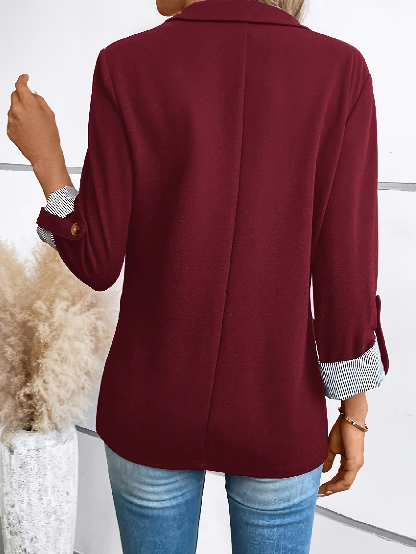 [Stylish cuffs jacket] Stylish Fashionable Women's Suit Jacket | Striped Stitching, Single-Button Casual