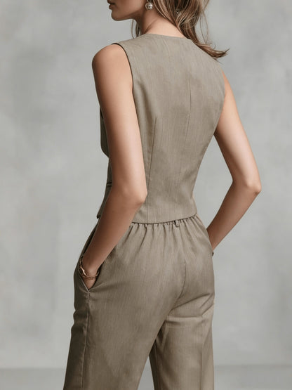 [Elite Light Vest] Elite Light Vest + Pleated Pants | Workplace Suit | Mature Style High Waist Daily Commute