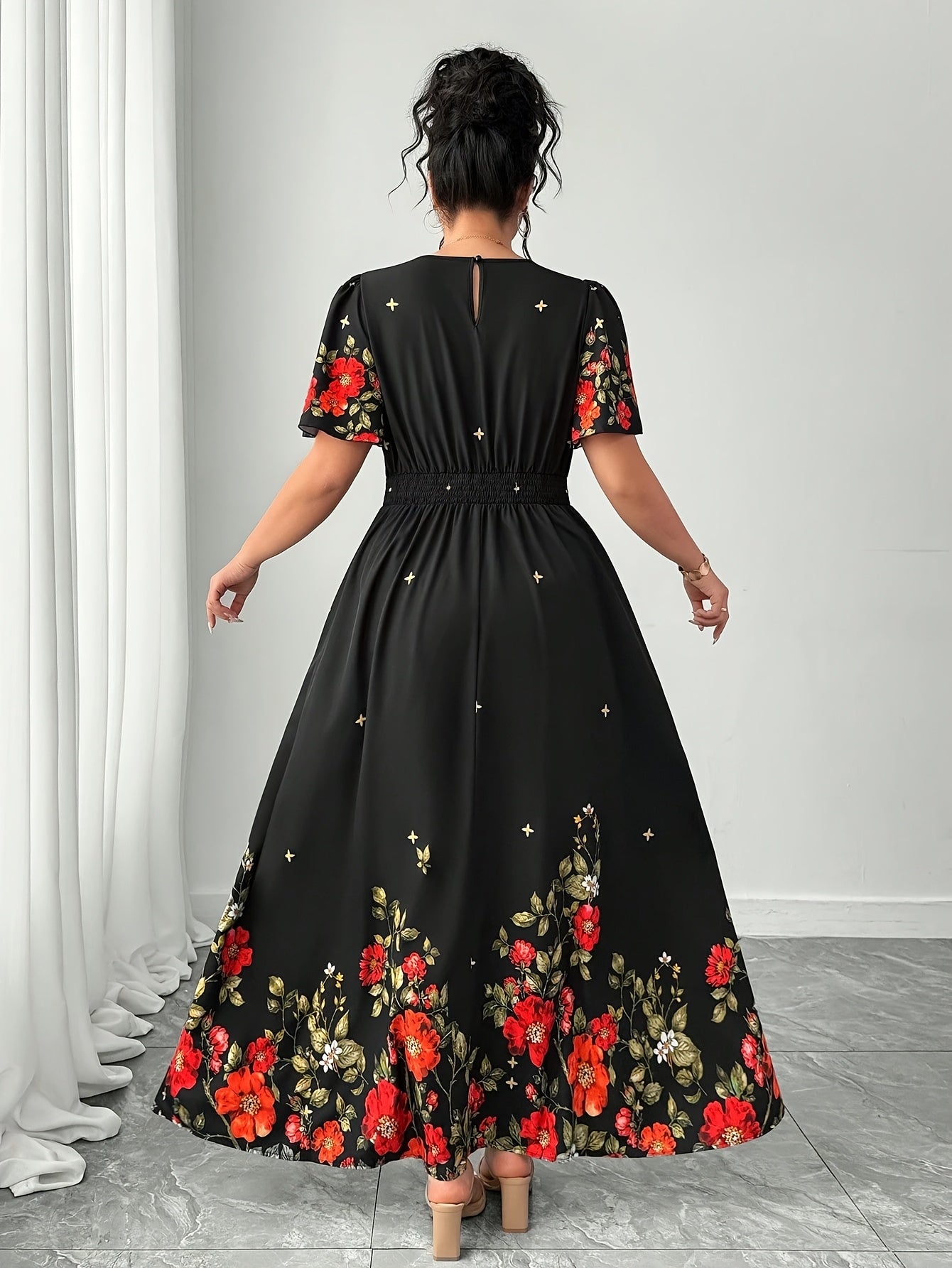 Plus Size - Plus Size - Cross-Border Elegant Casual Fashion Floral Print Dress TM849