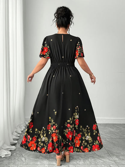 Plus Size - Plus Size - Cross-Border Elegant Casual Fashion Floral Print Dress TM849