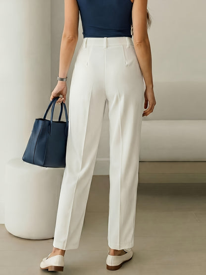 ZD260609038 2026 New Women's Elegant Casual Slim-Fit Trousers, Women's Solid Color Long Pants, Four Seasons Style for Daily Wear, Work, and Casual Outings