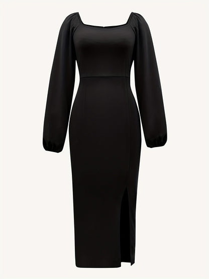 New European and American Style Fashion Slimming Split Long Sleeve Dress Trend