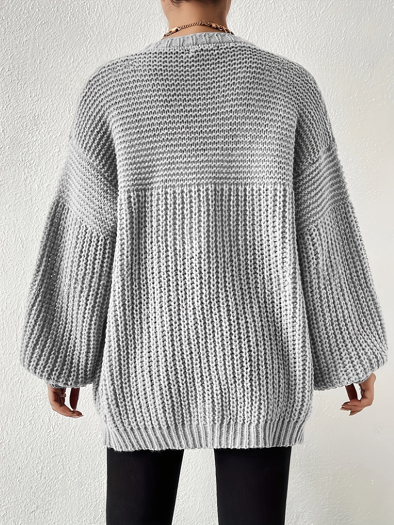 Women's Elegant Oversized Black Cardigan - Soft Open Front Sleeve Machine Washable Cozy Fall Winter Sweater for Casual & Formal Outfits, Cute Sweater, Versatile Layering, Relaxed Fit, Durable Construction, Stylish Coverup, Weekend Outfit