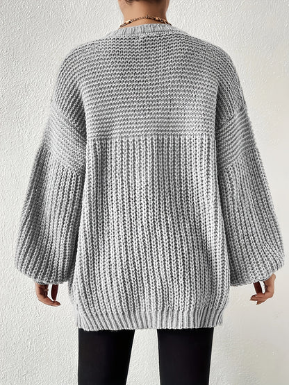 Women's Elegant Oversized Black Cardigan - Soft Open Front Sleeve Machine Washable Cozy Fall Winter Sweater for Casual & Formal Outfits, Cute Sweater, Versatile Layering, Relaxed Fit, Durable Construction, Stylish Coverup, Weekend Outfit