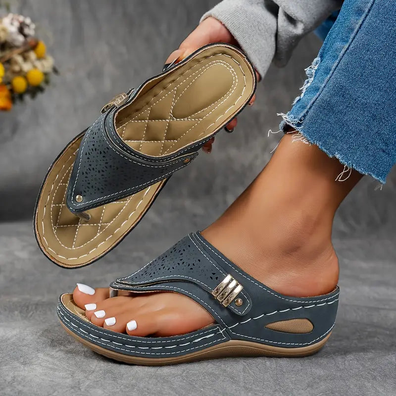 Comfortable Thong Sandals for Women with Toe Post Contoured Arch Support Flip Flop Style