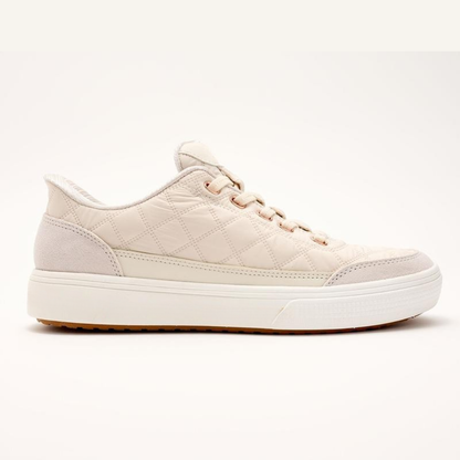 Comfortable Trainers for Women with Quilted Suede Panel Lace Up Low Top Cupsole Style