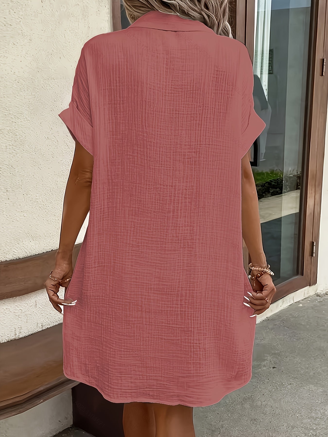 Solid Color Shirt Dress