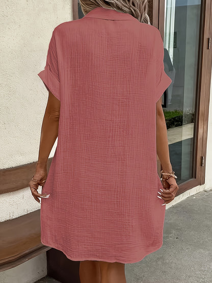 Solid Color Shirt Dress