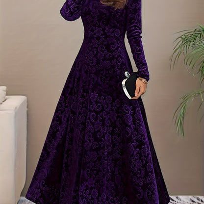 2025 Long Sleeve Velvet Jacquard Dress