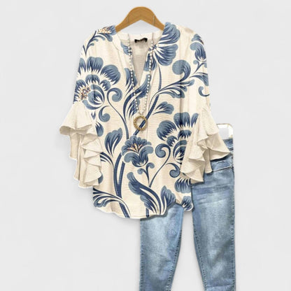 Women’s Blouse | V-Neck Ruffle Sleeve