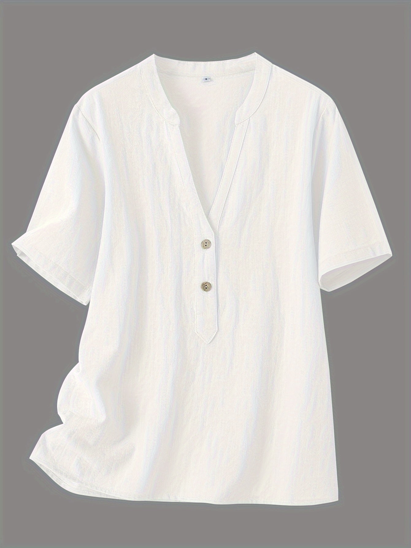 Women's Elegant V-Neck Blouse - Loose Fit Button-Front Top, Non-Stretch Casual & Formal Shirt for Everyday Special Occasions - Women's Clothing, Versatile Top, Lightweight Fabric, Stylish Top, Fashion Women