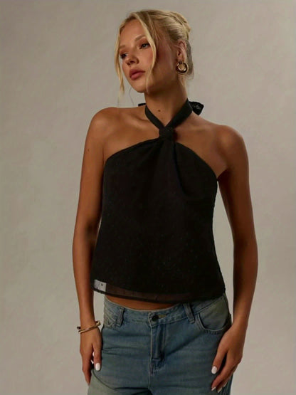 Targeted - Women'S Spring/Summer Solid Color Sexy Minimalist Casual Daily Wear Sleeveless Slim Fit Halter Top Vest