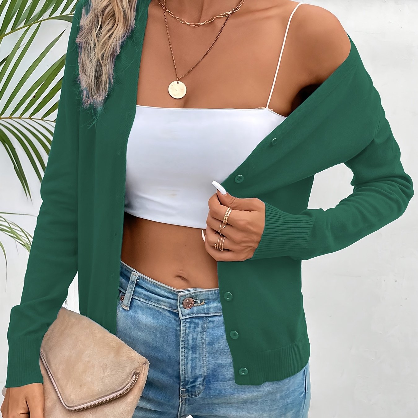 Elegant Women'S Solid Color Jacket, a Minimalist High-End Cardigan, Versatile Outerwear for Spring And Autumn