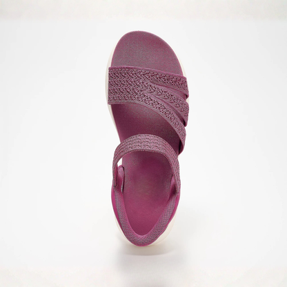 Comfortable Sandals for Women with Woven Stretch Strap Cushioned Sole Adjustable Ankle Sport Style