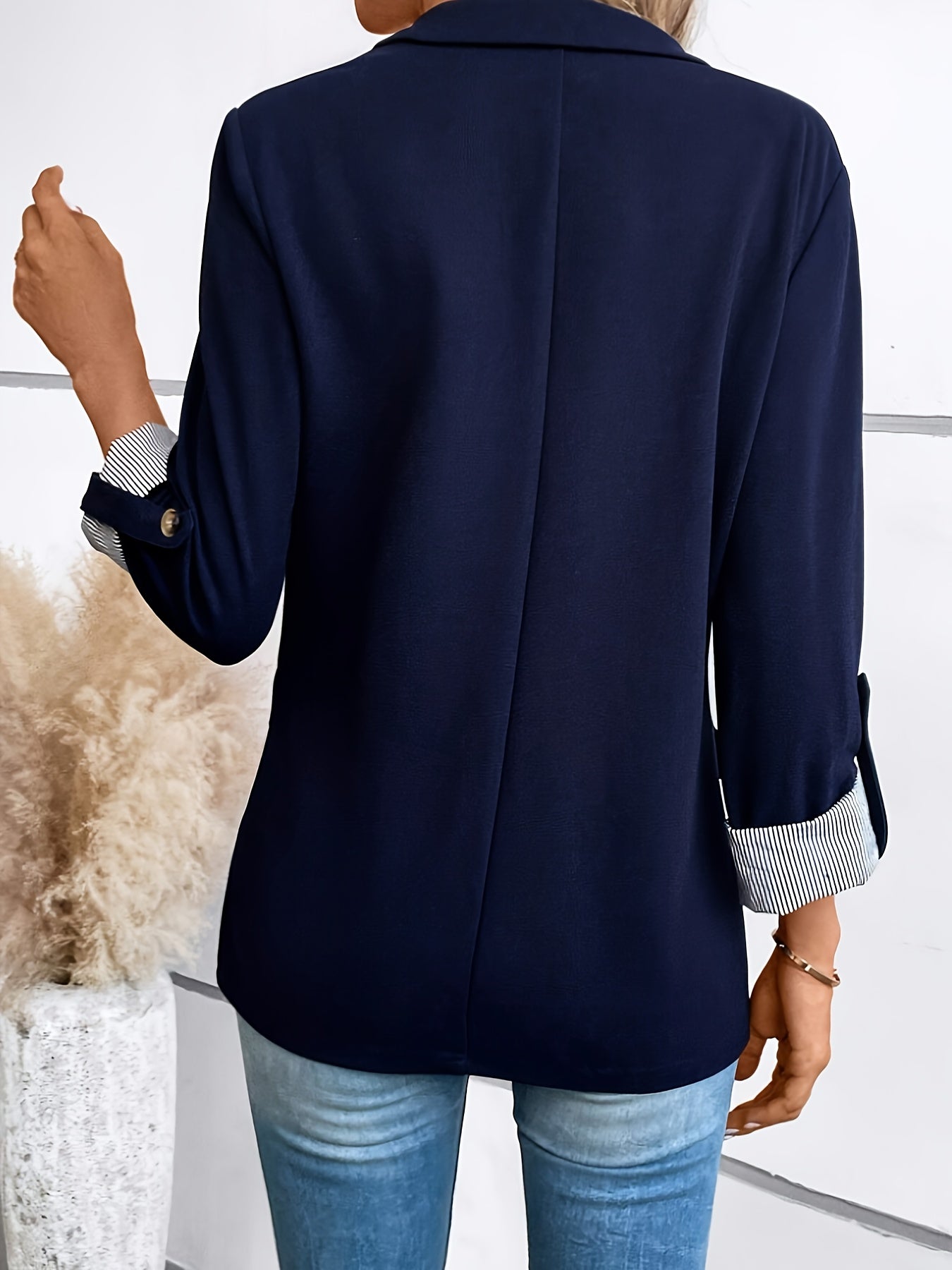 [Stylish cuffs jacket] Stylish Fashionable Women's Suit Jacket | Striped Stitching, Single-Button Casual