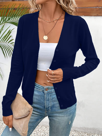 Elegant Women'S Solid Color Jacket, a Minimalist High-End Cardigan, Versatile Outerwear for Spring And Autumn