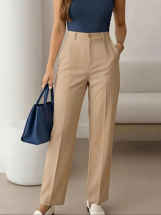 ZD260609038 2026 New Women's Elegant Casual Slim-Fit Trousers, Women's Solid Color Long Pants, Four Seasons Style for Daily Wear, Work, and Casual Outings