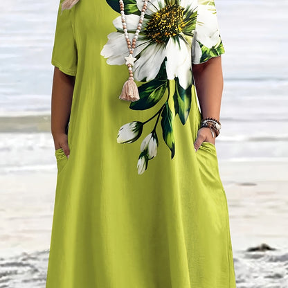 Plus Size Women's Summer / Floral All-Over Print Dress / Vacation Style / Suitable for All Seasons / Casual And Chic