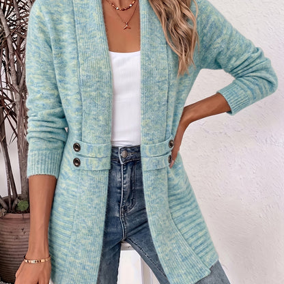 Women's Cardigan, Double-Breasted Decorative Belt Shawl and Cinched-Waist Design, Versatile Mid-Length Open-Front Sweater, Relaxed Style Elegant and Fashionable Loose Outerwear, Perfect for Daily Commutes or Casual, Spring/Autumn