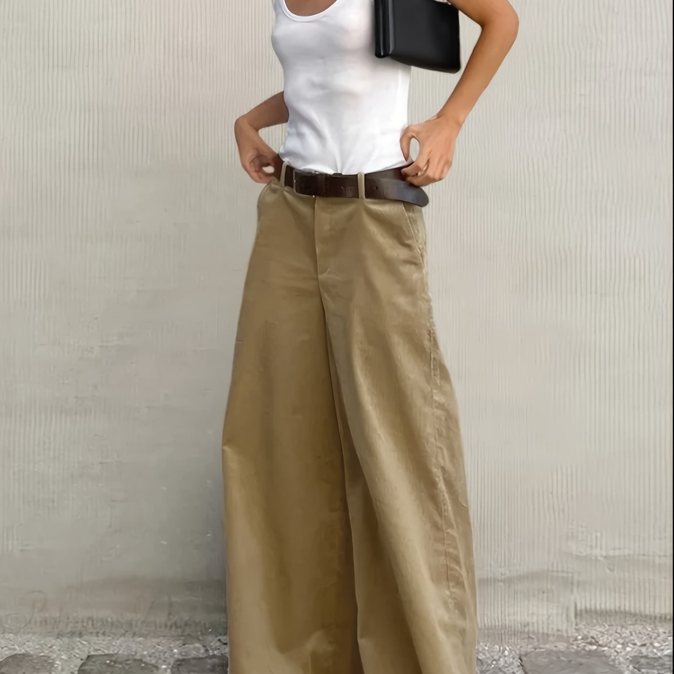 Effortless Wide Leg Pants for Women with High Waist Button Front Relaxed Flowing Casual Style