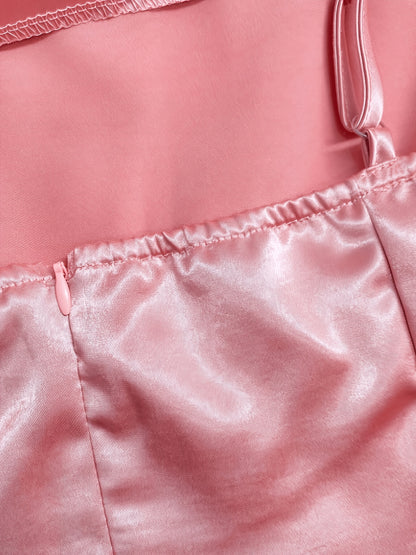 [Pearl Strap] Satin Cami Retro Dress, Suitable for Parties, Weddings, Dates, And Commuting, Luxurious Dress
