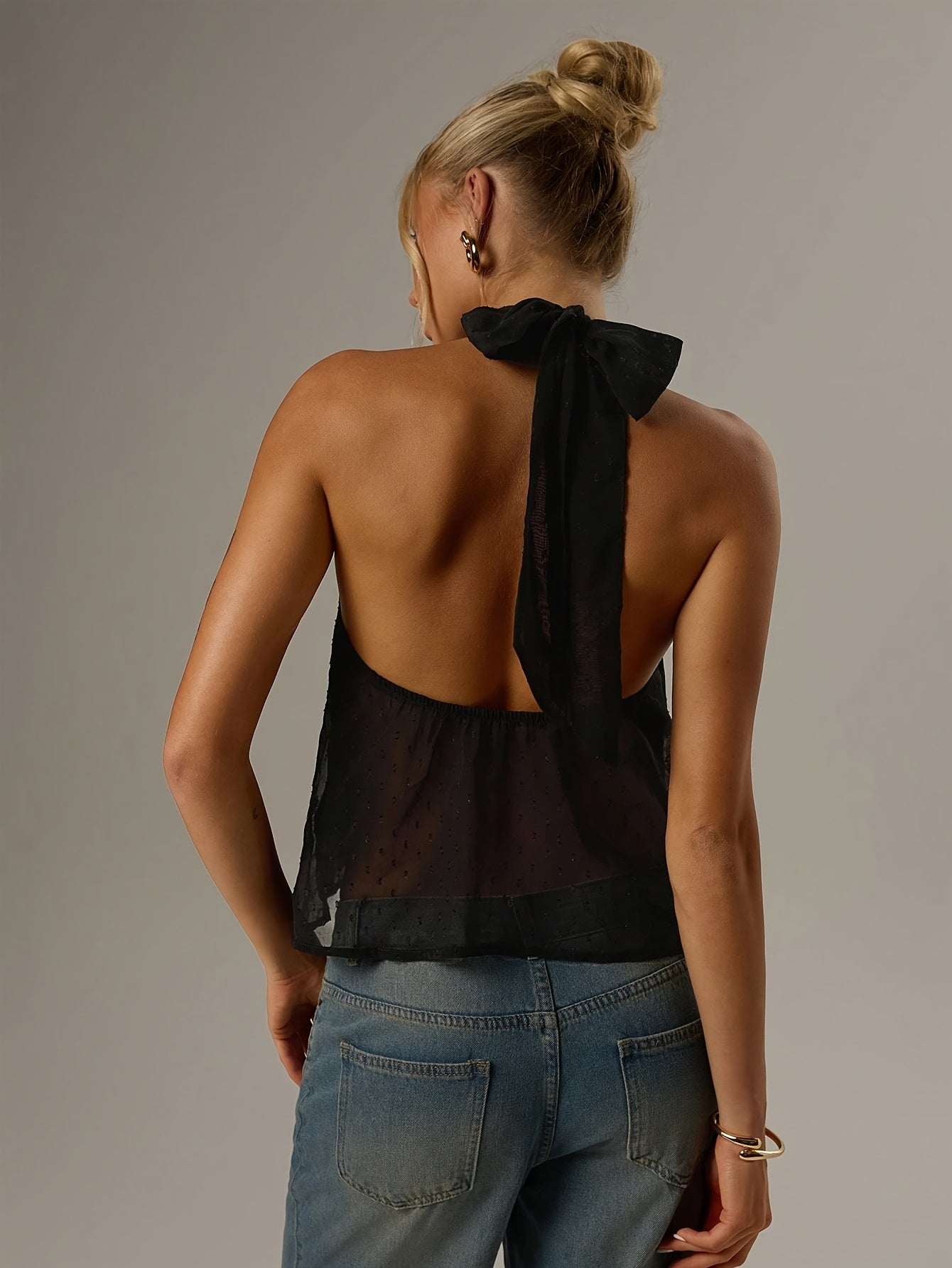 Targeted - Women'S Spring/Summer Solid Color Sexy Minimalist Casual Daily Wear Sleeveless Slim Fit Halter Top Vest