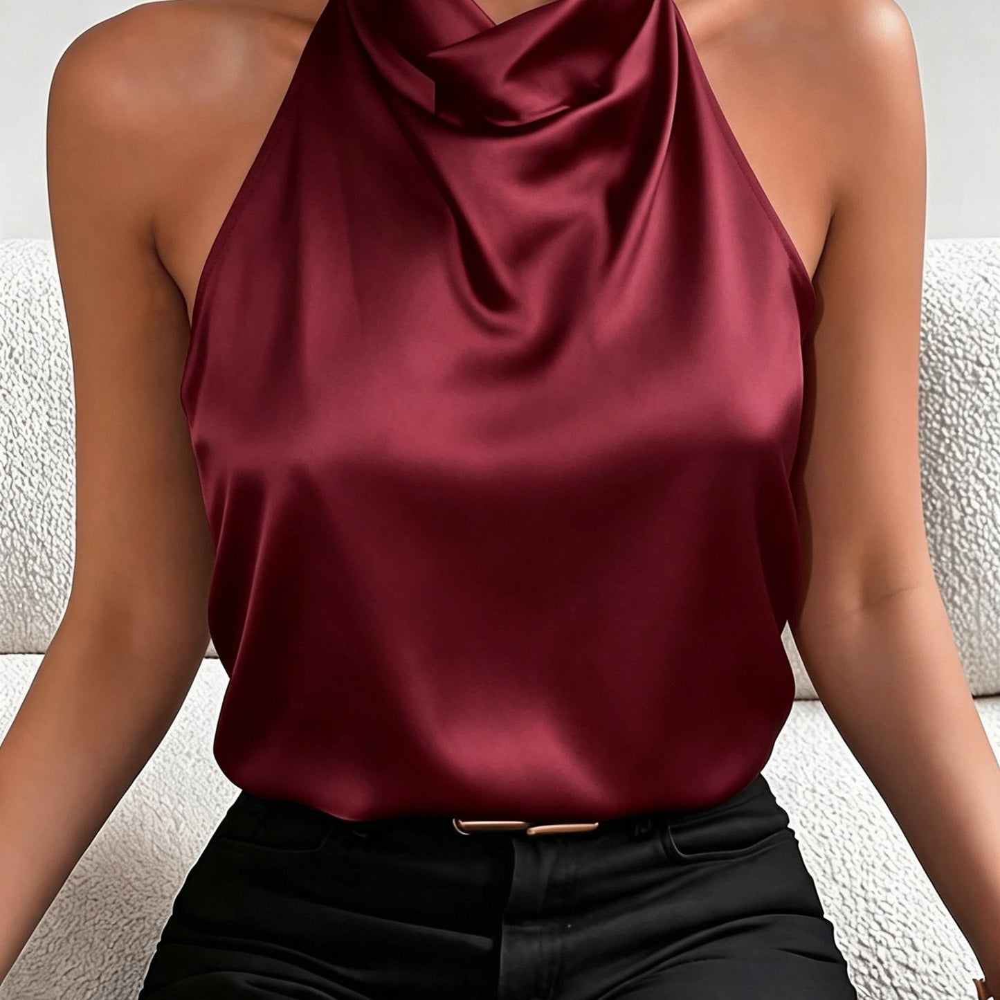 Halter Neck Backless Top, Elegant and Sexy, Vintage Style, Accentuates Your Figure, Suitable for Summer Dates Parties Commuting and Casual Fashion, Versatile and High-end, Short-length