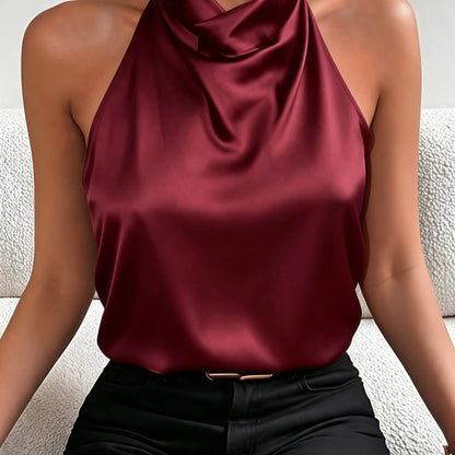 Halter Neck Backless Top, Elegant and Sexy, Vintage Style, Accentuates Your Figure, Suitable for Summer Dates Parties Commuting and Casual Fashion, Versatile and High-end, Short-length