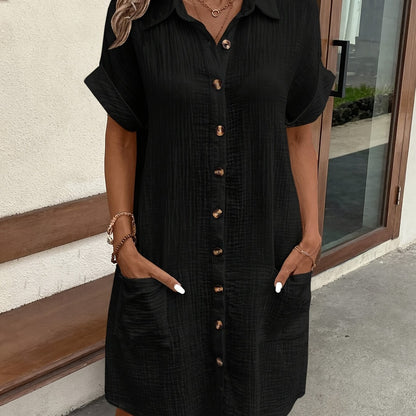 Solid Color Shirt Dress