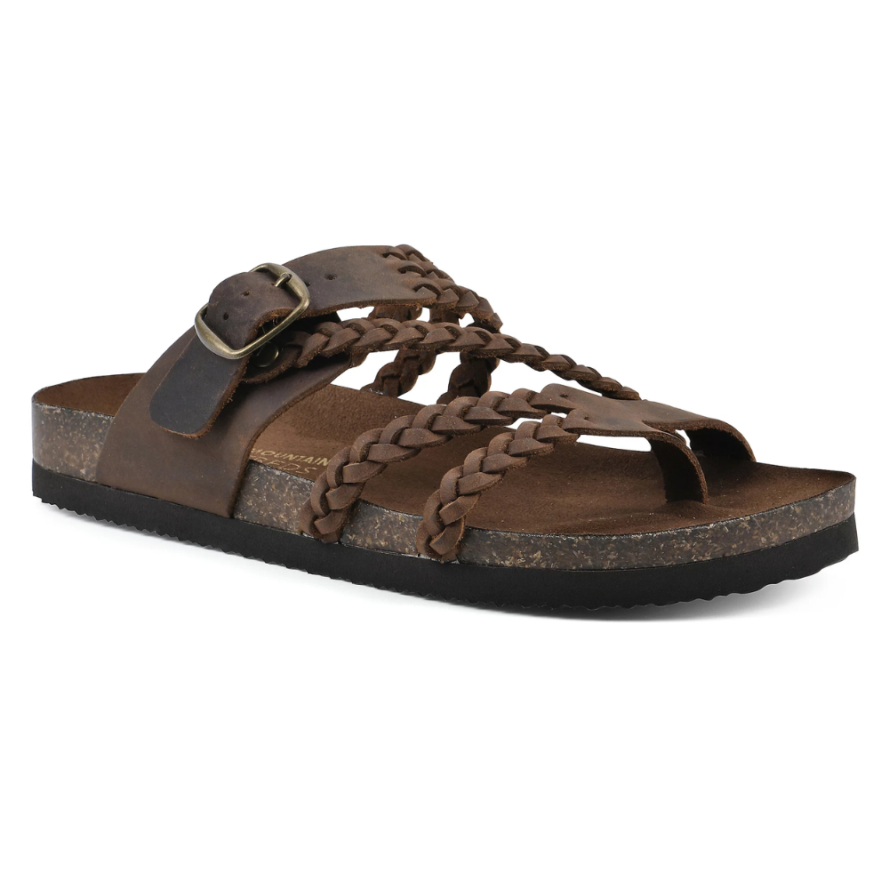 Comfortable Sandals for Women with Braided Toe Loop Buckle Strap Cork Footbed Slide Style