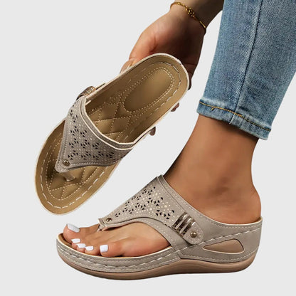 Comfortable Orthopedic Sandals for Women with Wedge Platform Toe Loop Cutout Casual Summer Style