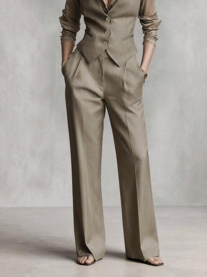 [Elite Light Vest] Elite Light Vest + Pleated Pants | Workplace Suit | Mature Style High Waist Daily Commute