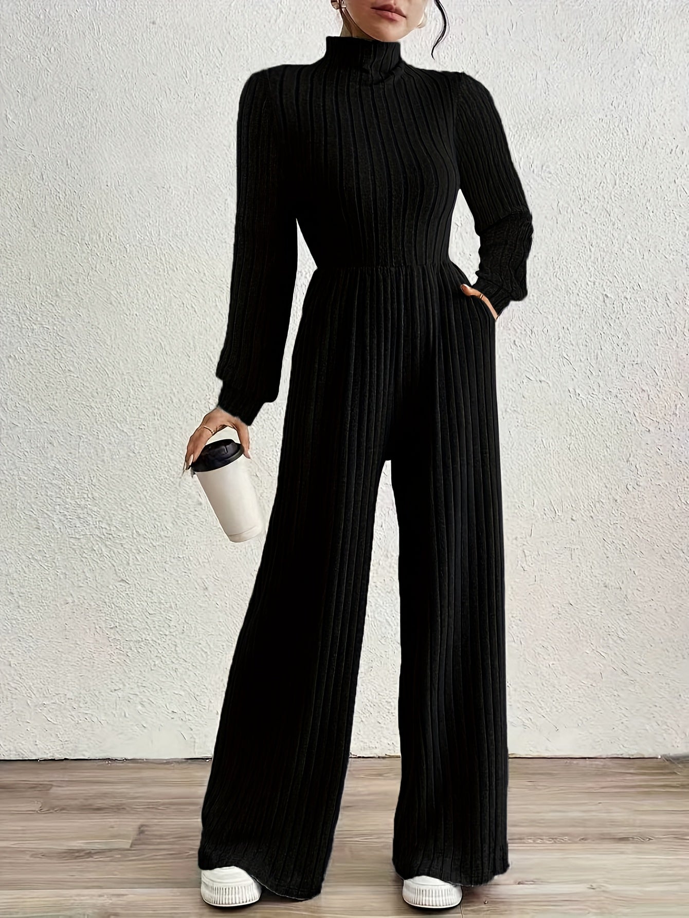 ZD0831142 Directional Fashion Turtleneck Long Sleeve Versatile Women'S Jumpsuit