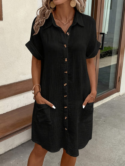 Solid Color Shirt Dress