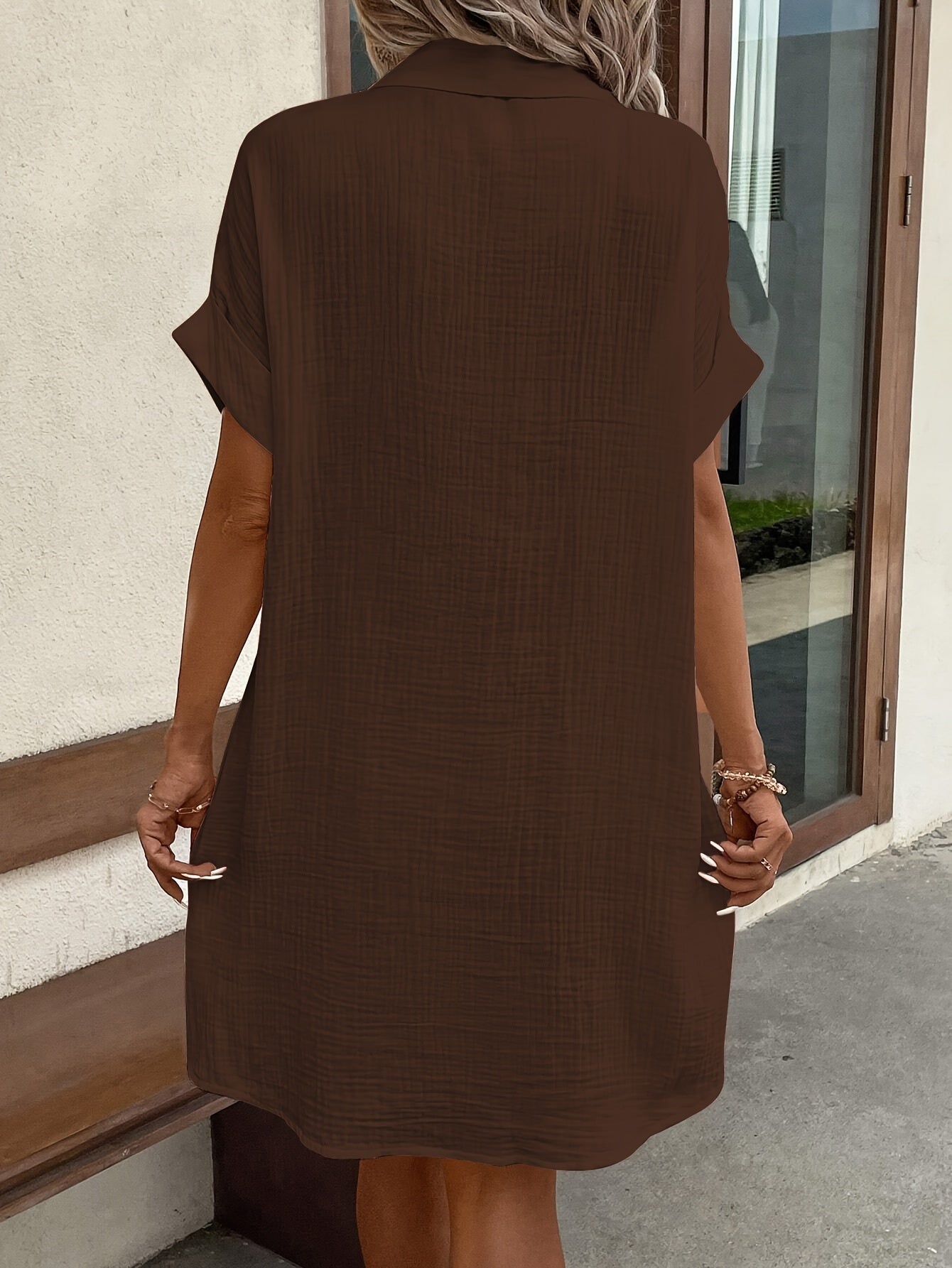 Solid Color Shirt Dress