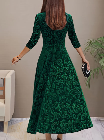 2025 Long Sleeve Velvet Jacquard Dress