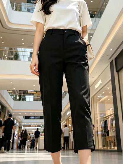 [Summer Style Slit Pants] 2026 Summer Style Slit Suit Pants | Draped Straight-Leg Cropped Trousers, Versatile Commuter and Casual