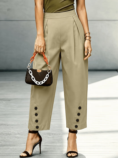 New Casual Urban Simple Straight-leg Button-pleat Design Trousers, Suitable for Commuting, Workplace, Daily Wear, Business Office, Versatile and Fashionable Everyday Casual Attire