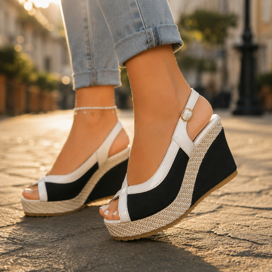 Effortless Espadrille Wedge Sandal for Women with Peep Toe Crisscross Strap Slingback Style