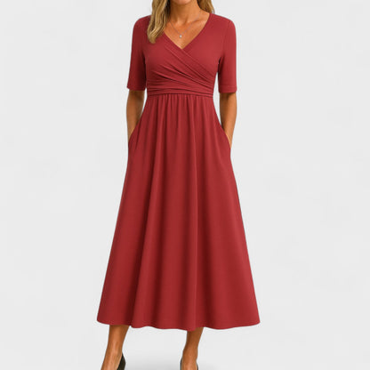 Monica | Elegant Black Semi Formal Dress for Women in A Line Wrap Style