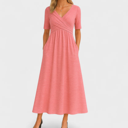 Monica | Elegant Black Semi Formal Dress for Women in A Line Wrap Style