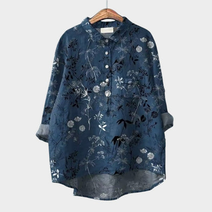 Natalie | Women's Blouse Button-Up Collared Long Sleeve