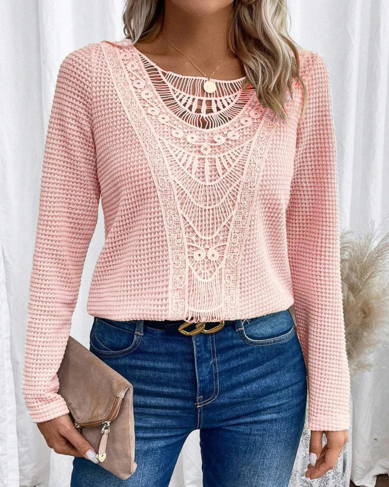 Women's Sweater | Textured Crochet Detail
