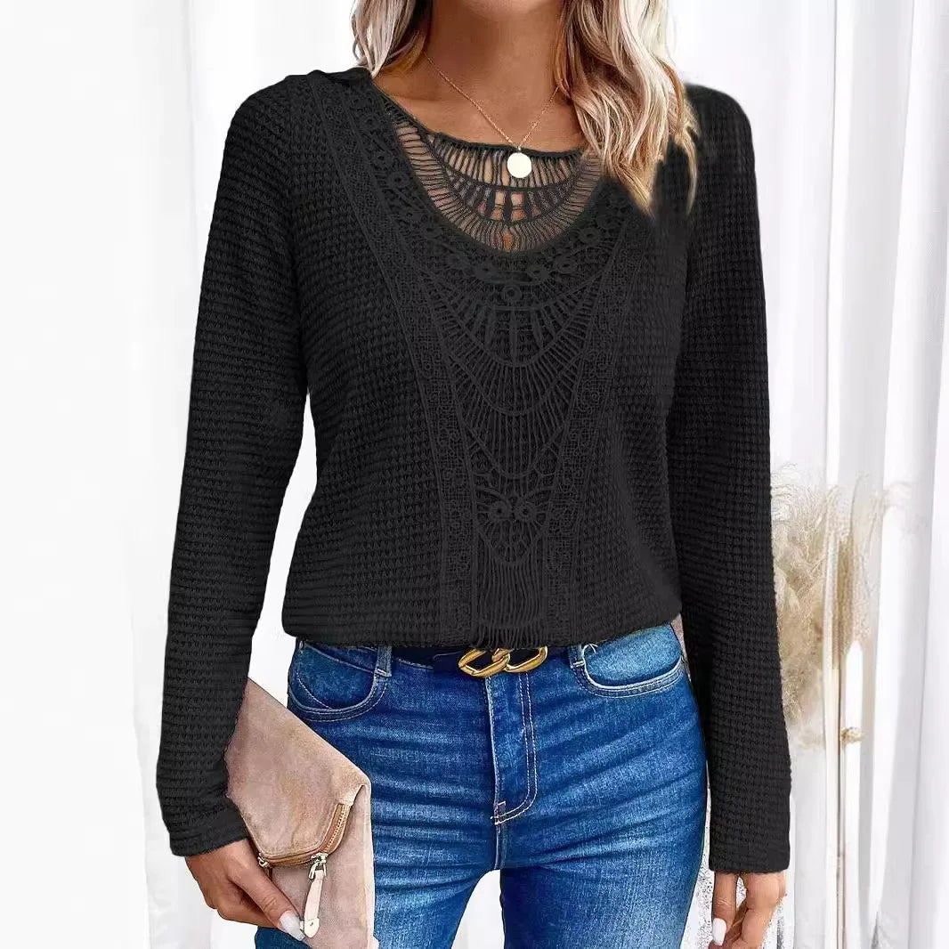 Women's Sweater | Textured Crochet Detail
