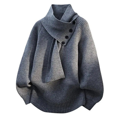 Women’s Sweater | Scarf Neck Button Detail