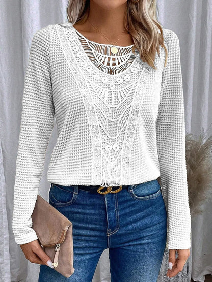 Women's Sweater | Textured Crochet Detail