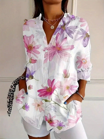 Women's Blouse | Abstract Print Button Front
